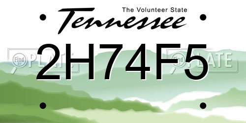 2H74F5 Tennessee License Plate