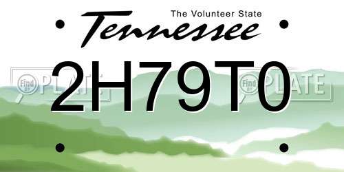 2H79T0 Tennessee License Plate