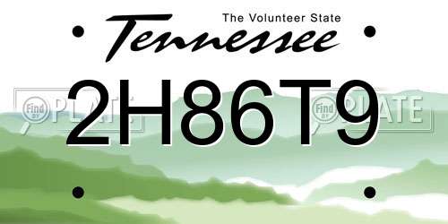 2H86T9 Tennessee License Plate