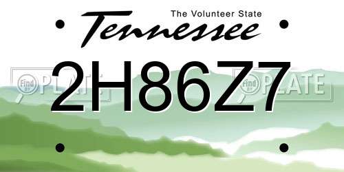 2H86Z7 Tennessee License Plate