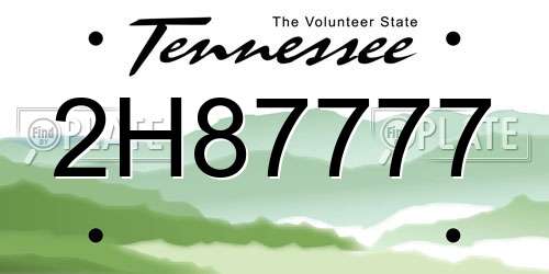 2H87777 Tennessee License Plate