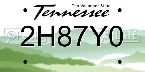 2H87Y0 Tennessee License Plate