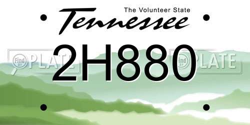 2H880 Tennessee License Plate