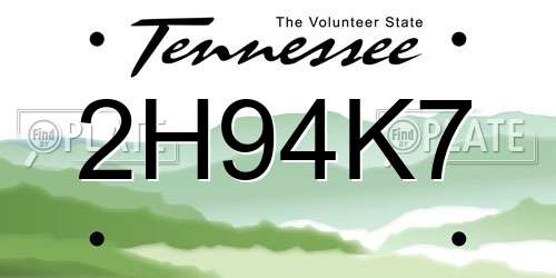 2H94K7 Tennessee License Plate