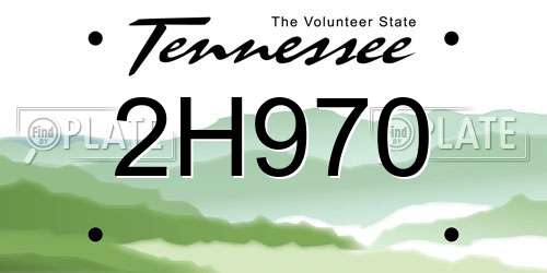 2H970 Tennessee License Plate