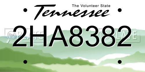 2HA8382 Tennessee License Plate
