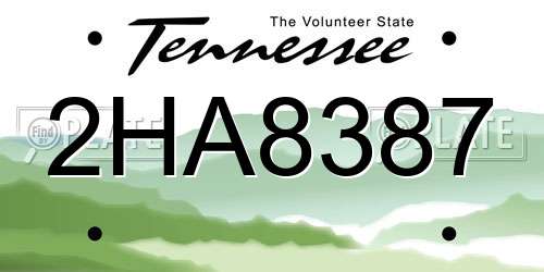 2HA8387 Tennessee License Plate