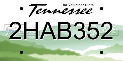 2HAB352 Tennessee License Plate