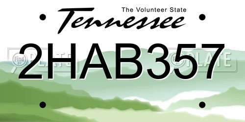 2HAB357 Tennessee License Plate