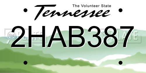 2HAB387 Tennessee License Plate