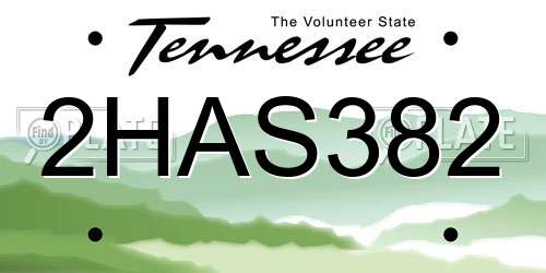 2HAS382 Tennessee License Plate