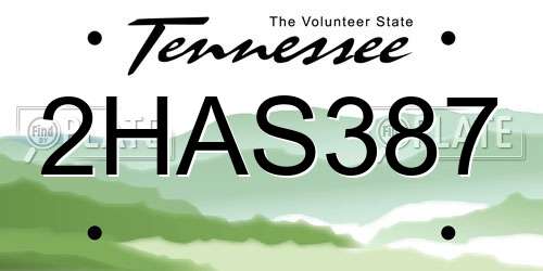 2HAS387 Tennessee License Plate