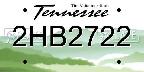 2HB2722 Tennessee License Plate