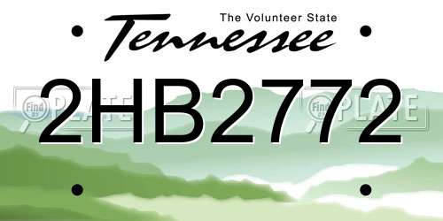 2HB2772 Tennessee License Plate
