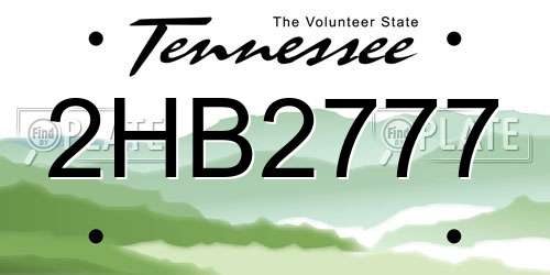 2HB2777 Tennessee License Plate