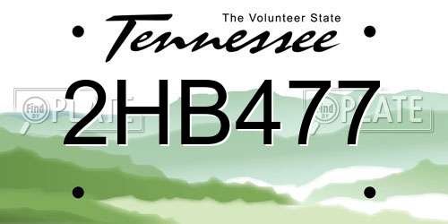 2HB477 Tennessee License Plate