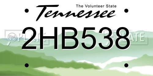2HB538 Tennessee License Plate