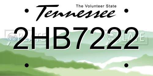 2HB7222 Tennessee License Plate