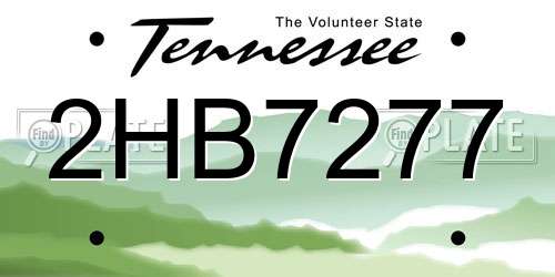 2HB7277 Tennessee License Plate