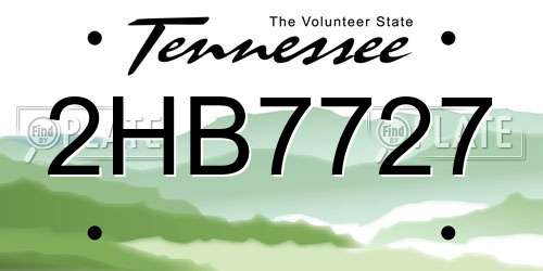 2HB7727 Tennessee License Plate