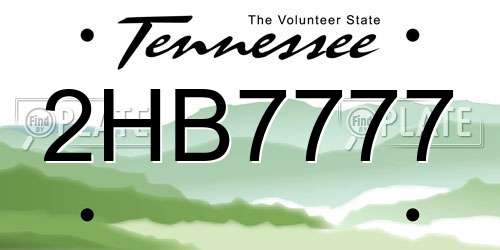 2HB7777 Tennessee License Plate