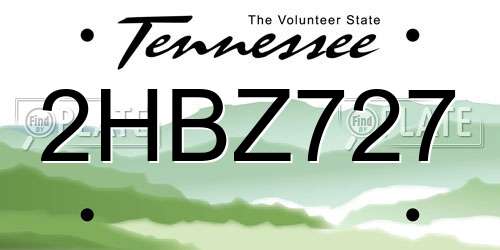 2HBZ727 Tennessee License Plate