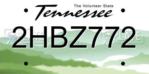 2HBZ772 Tennessee License Plate