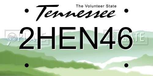 2HEN46 Tennessee License Plate