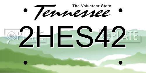 2HES42 Tennessee License Plate