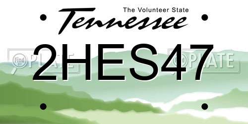 2HES47 Tennessee License Plate
