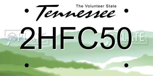2HFC50 Tennessee License Plate