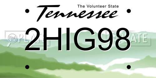 2HIG98 Tennessee License Plate
