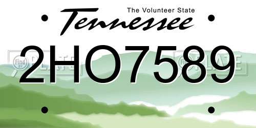 2HO7589 Tennessee License Plate