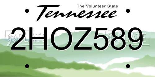 2HOZ589 Tennessee License Plate