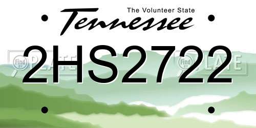 2HS2722 Tennessee License Plate