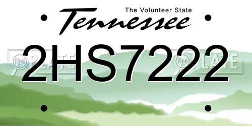 2HS7222 Tennessee License Plate