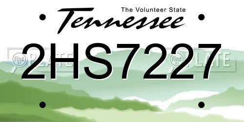 2HS7227 Tennessee License Plate