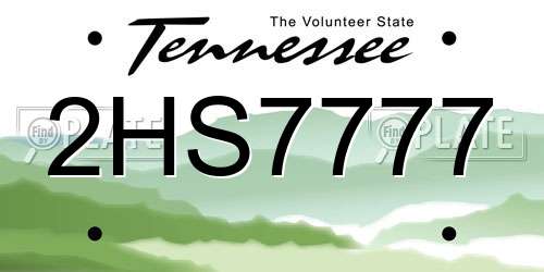 2HS7777 Tennessee License Plate