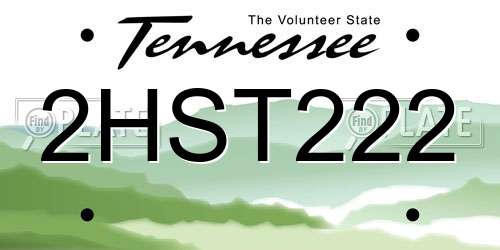 2HST222 Tennessee License Plate
