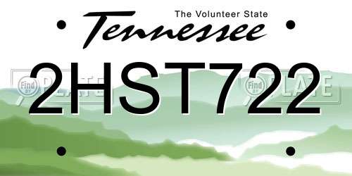 2HST722 Tennessee License Plate