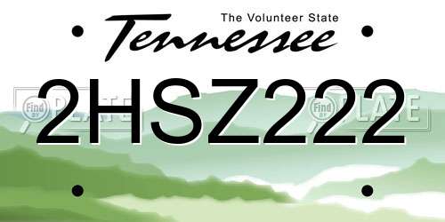 2HSZ222 Tennessee License Plate