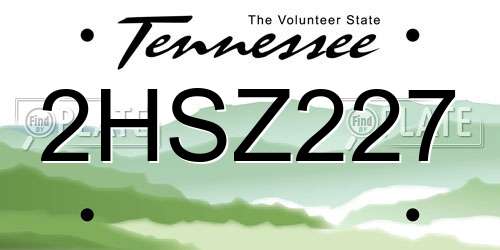 2HSZ227 Tennessee License Plate