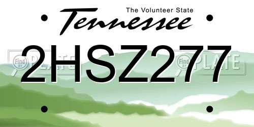 2HSZ277 Tennessee License Plate