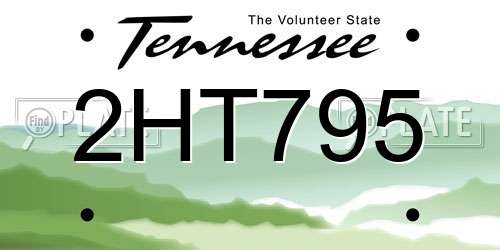 2HT795 Tennessee License Plate