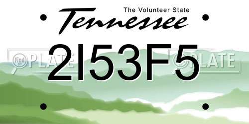 2I53F5 Tennessee License Plate
