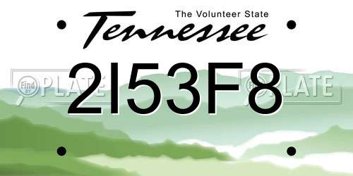 2I53F8 Tennessee License Plate