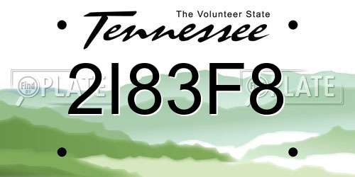 2I83F8 Tennessee License Plate