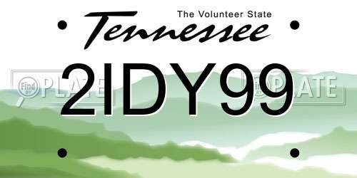 2IDY99 Tennessee License Plate