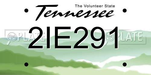 2IE291 Tennessee License Plate