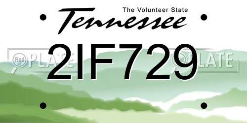 2IF729 Tennessee License Plate